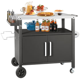 Kendane Grill Cart Table in outdoor setup with spacious prep area for grilling.