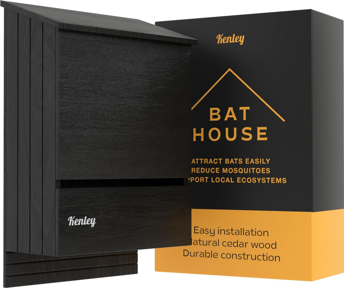 Kenley Bat House exterior front view showing cedar finish for durable outdoor use.