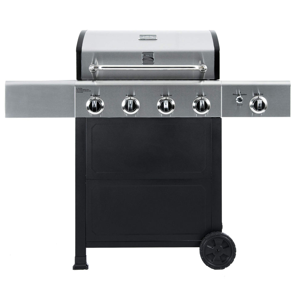 Kenmore four-burner gas grill with side burner for versatile outdoor cooking
