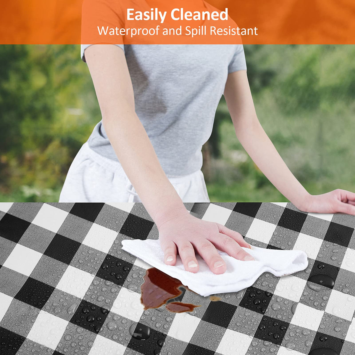 KENOBEE checkered vinyl tablecloth adds stylish protection against spills
