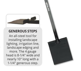 Kenyon S550 steel T-handle offers superior leverage for edging and digging.
