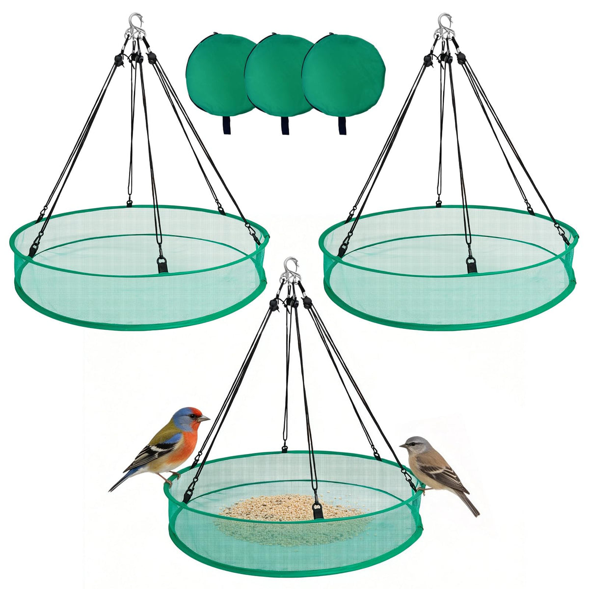 KEOHOLI 3PC seed catcher trays hung beneath a feeder keep seeds organized
