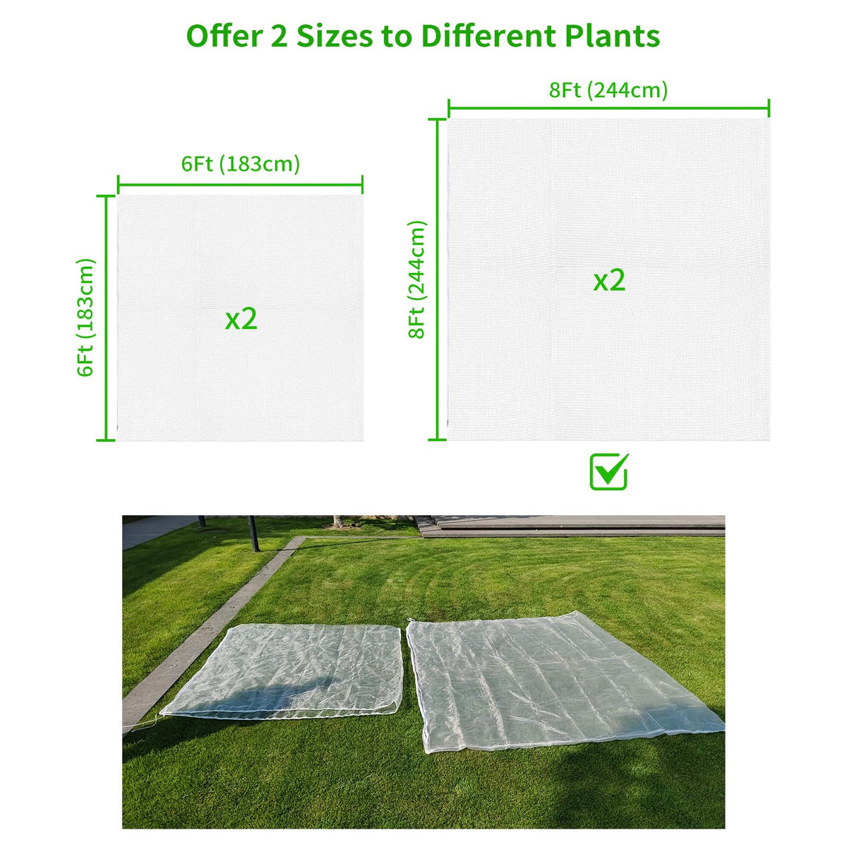 KEOHOLI 8x8 ft netting for fruit trees provides light-friendly pest protection.