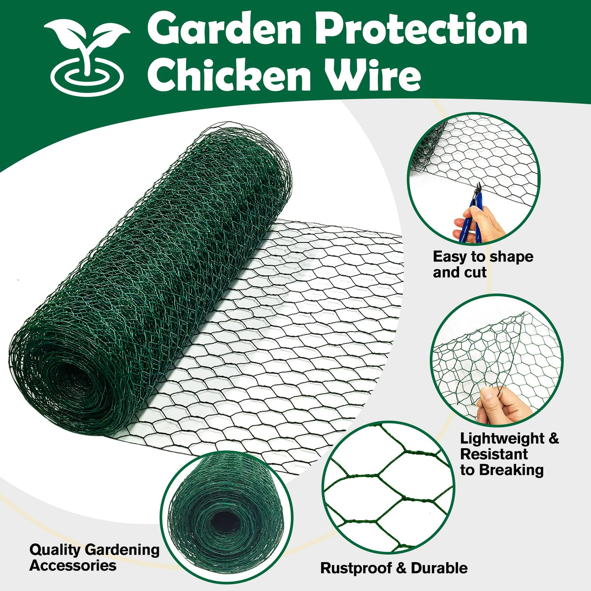 KEOHOLI green vinyl coated mesh blends with garden scenery while guarding crops