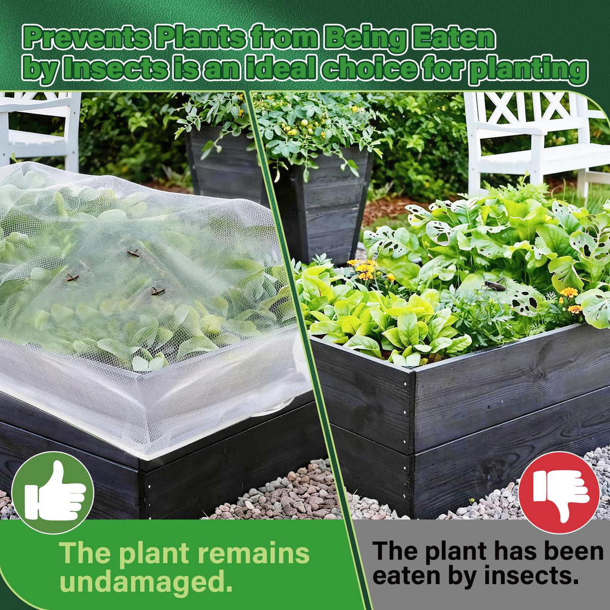 KEOHOLI ready-to-use 4×2×1 ft netting fits standard raised beds