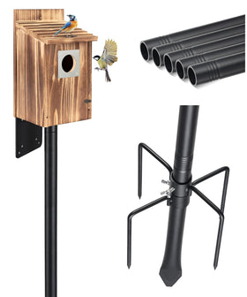 Keplrend 75-inch heavy-duty pole provides stable height for easy bluebird and hummingbird viewing.