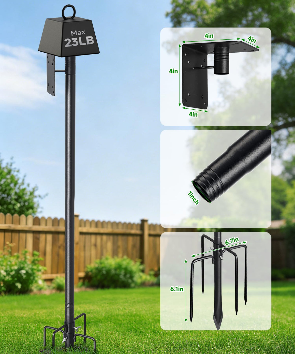 Keplrend powder-coated finish resists rust for year-round outdoor use.
