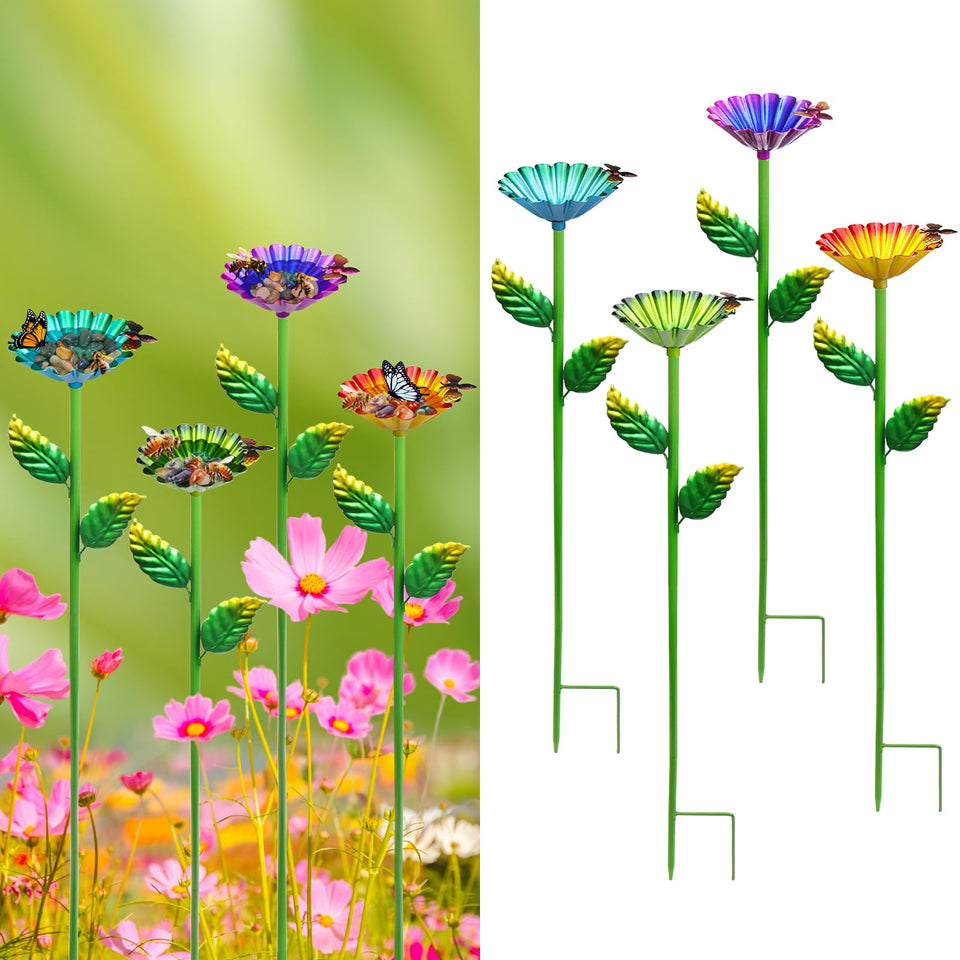 Kepmix bee-watering-station purple bowl attracts pollinators and adds color to your garden