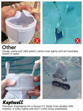 Keptwell leaves and debris filtration mesh on Polaris for clean water flow.