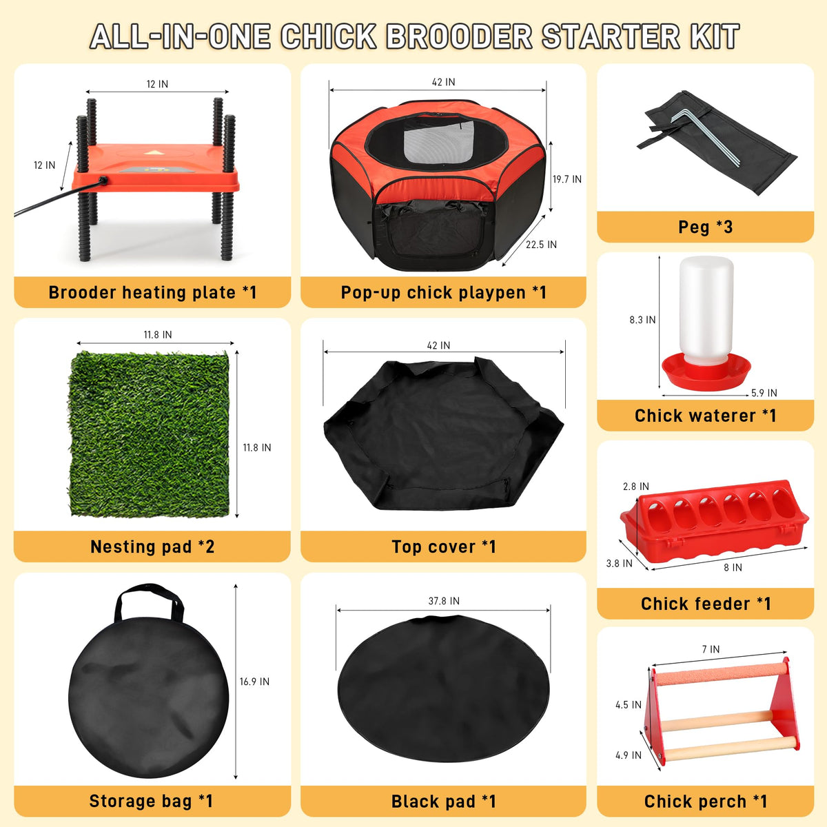 Kerty Upgrade Chick Starter Kit heater plate with adjustable temperature ensures comfortable warmth.