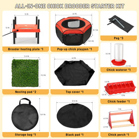 Kerty Upgrade Chick Starter Kit heater plate with adjustable temperature ensures comfortable warmth.