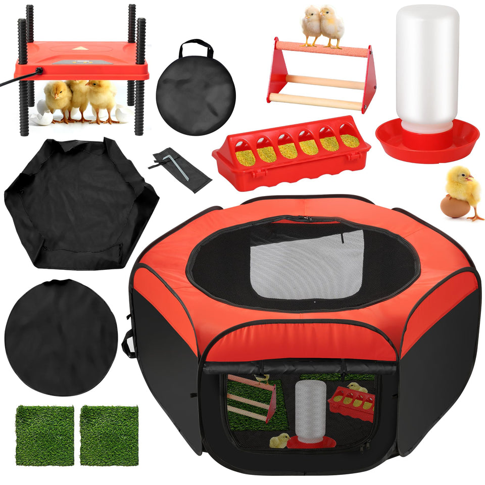Kerty Upgrade Chick Starter Kit pop-up playpen offers a safe, easy setup for newborn chicks.