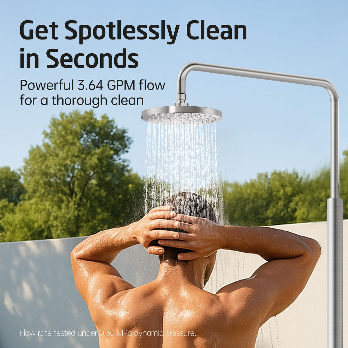 KES natural marble outdoor shower easy DIY setup with included tools.