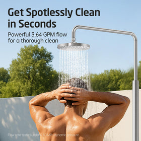 KES natural marble outdoor shower easy DIY setup with included tools.