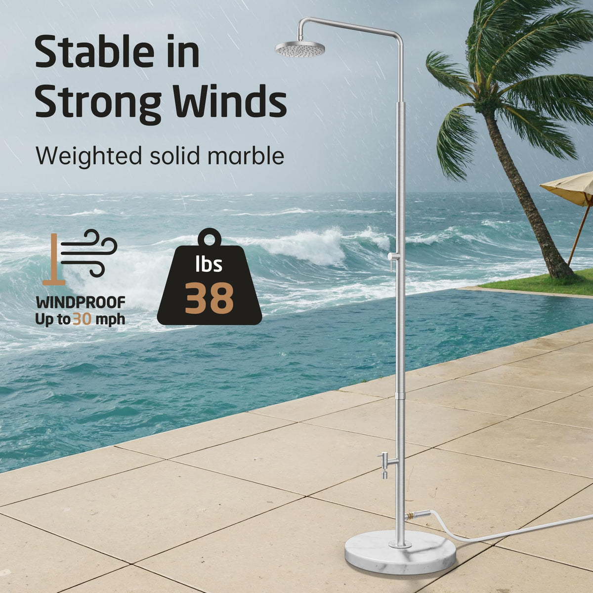 KES natural marble outdoor shower foot rinse valve for targeted cleaning.