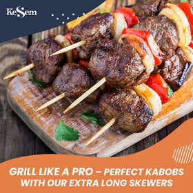 KESEM 18-inch kabob-grilling bamboo skewer for even cooking and easy turning