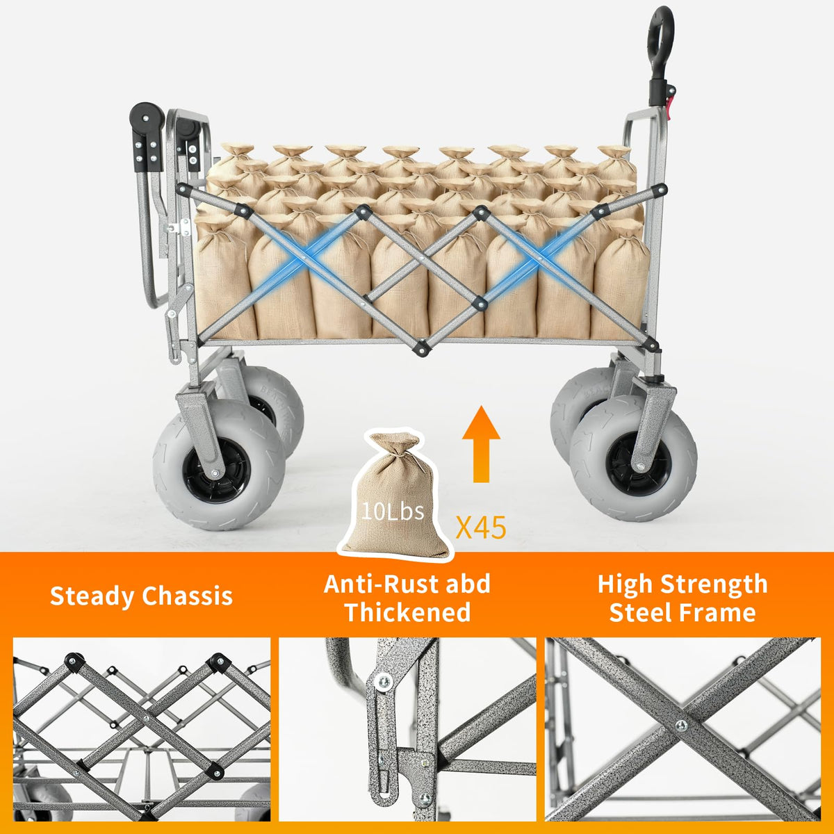 Kesfferch wagon adjustable telescoping handle for comfortable pulling.