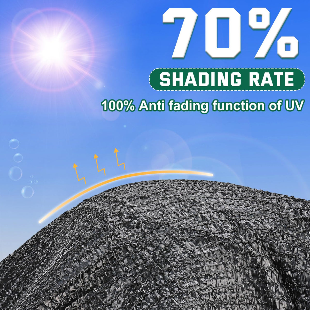Kesfitt breathable HDPE mesh highlights airflow for comfortable outdoor shade.