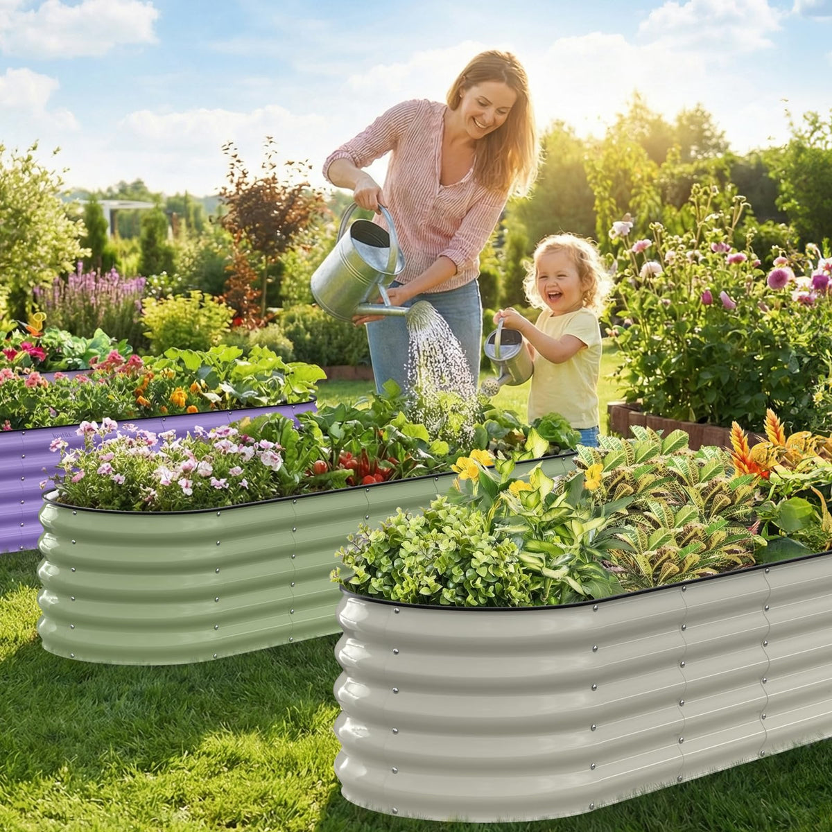 Outdoor use along a border or fence with Kesfitt bed.