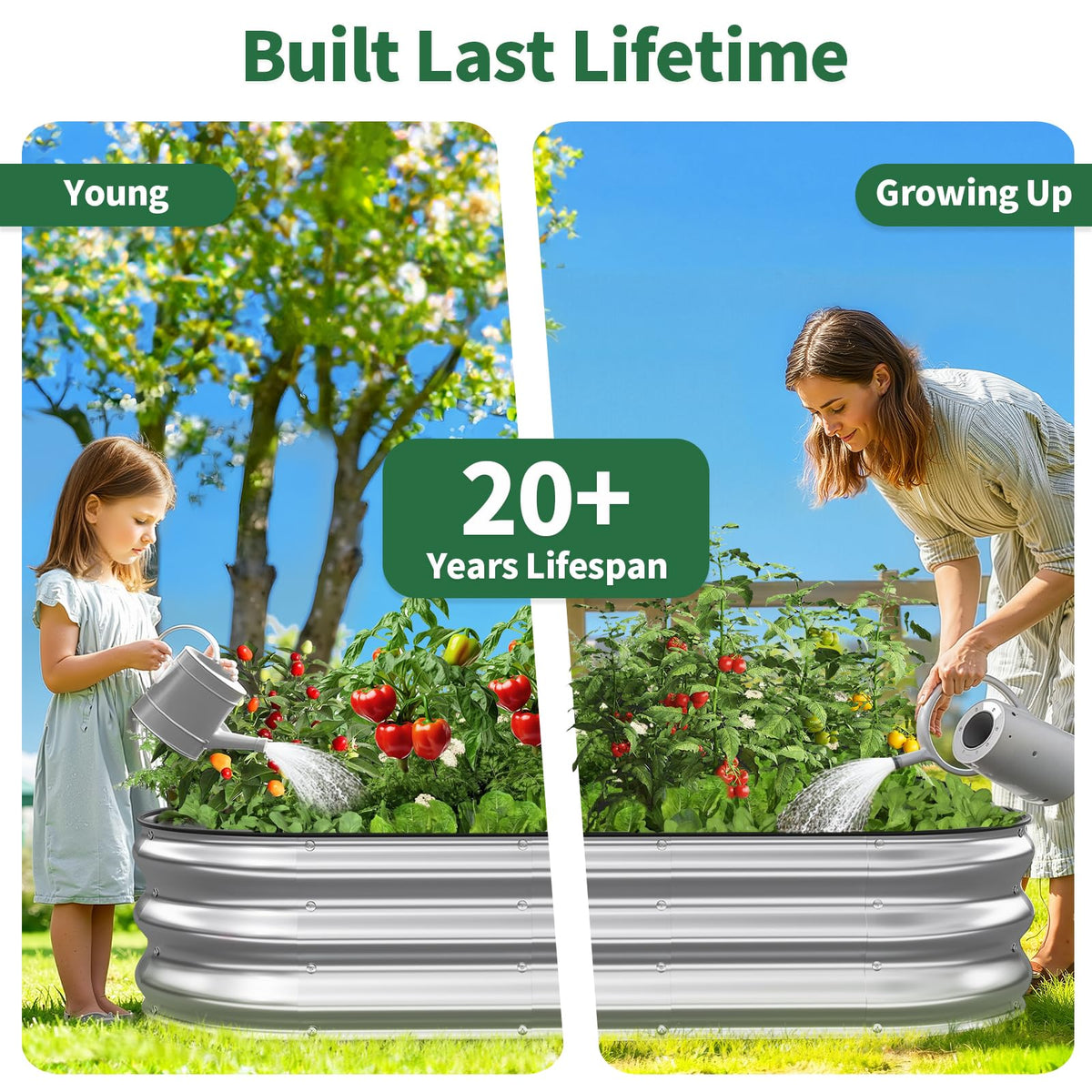 Kesfitt garden ideas montage suggesting vegetable and herb cultivation.