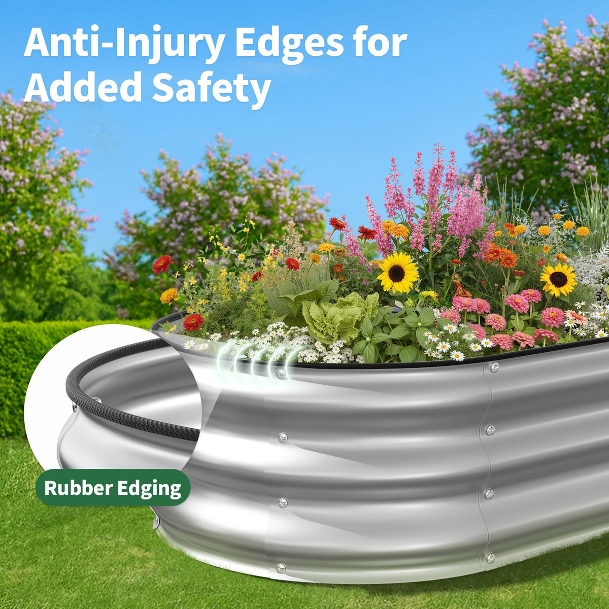 Kesfitt safety-edging close-up emphasizing safe gardening features.