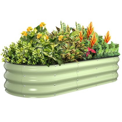 Kesfitt raised garden bed with oval design and 12-inch depth for vegetables and herbs.