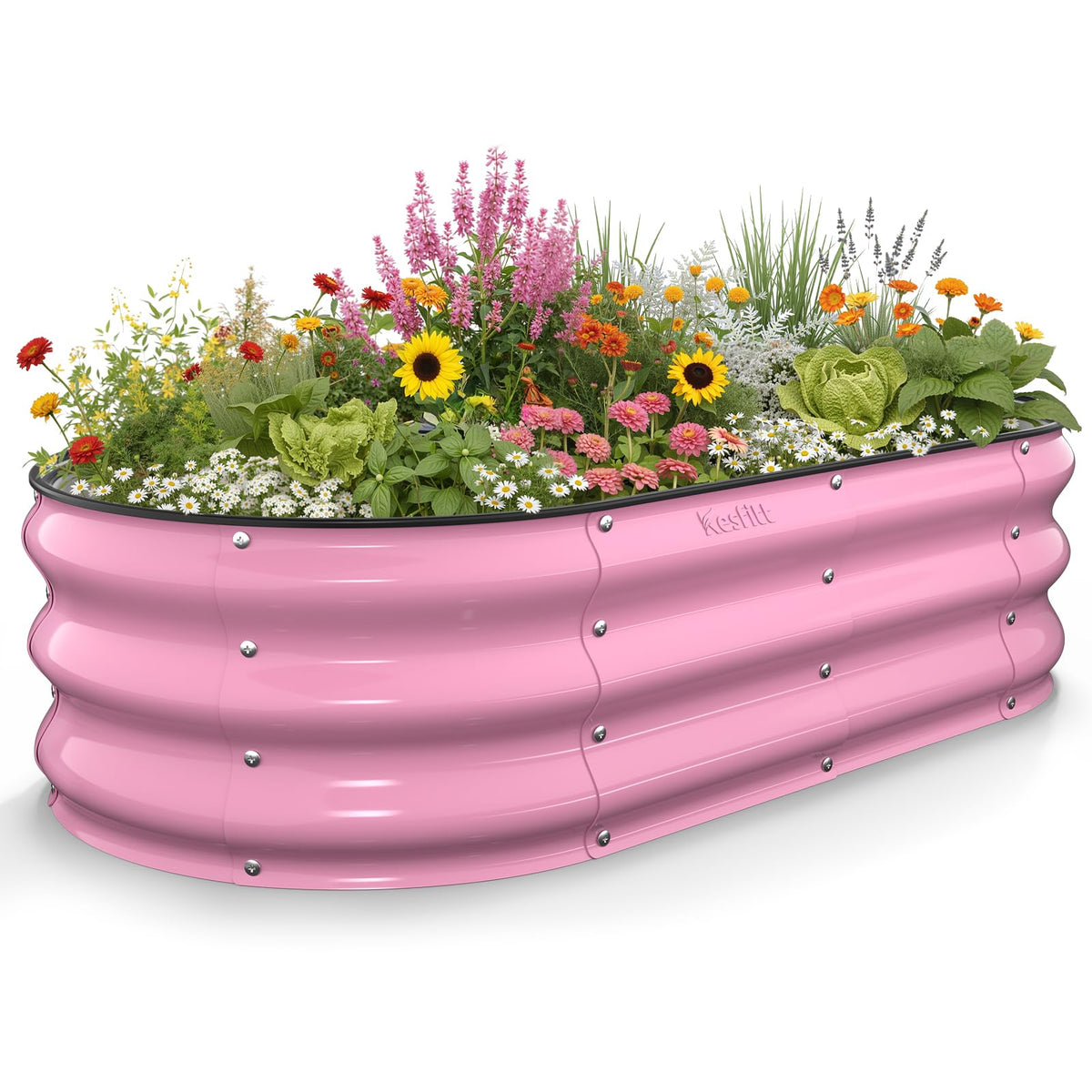 Kesfitt raised garden bed with oval open-bottom design enabling drainage