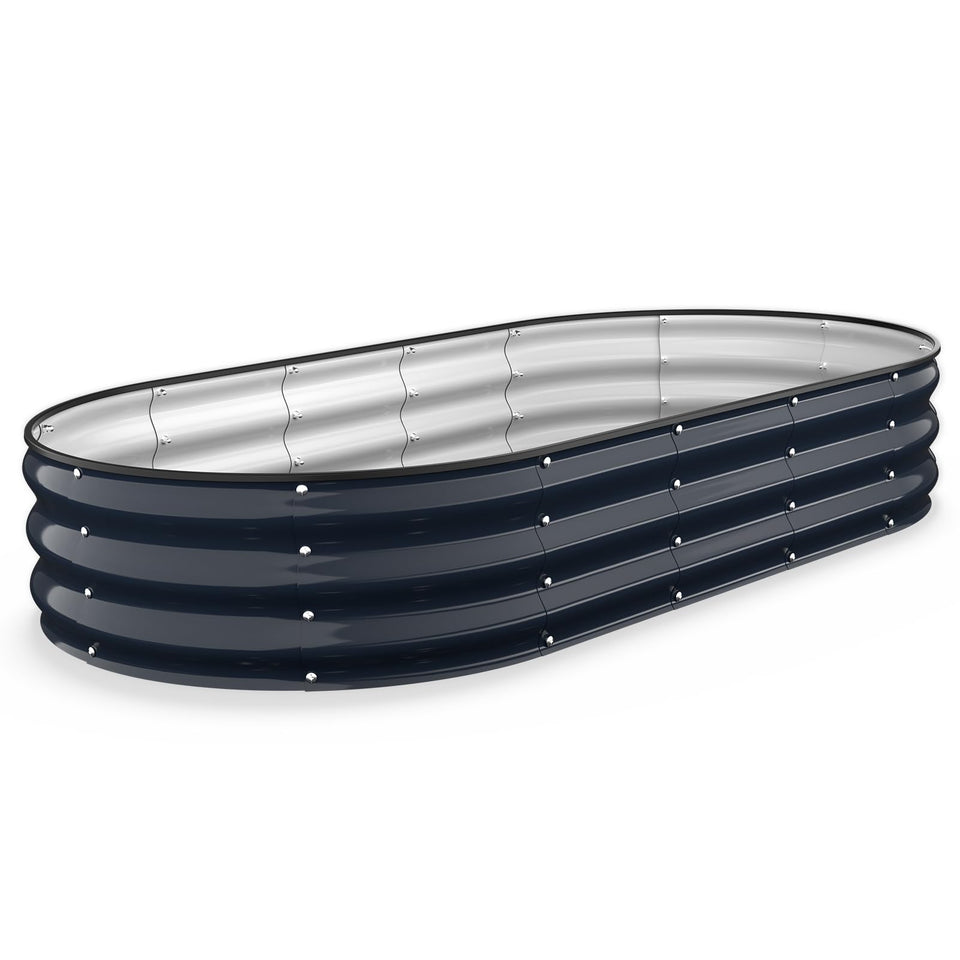 Kesfitt raised garden bed with oval open-bottom design for improved drainage in outdoor gardens.