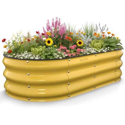 Kesfitt raised garden bed oval top view highlights compact, accessible design for easy planting