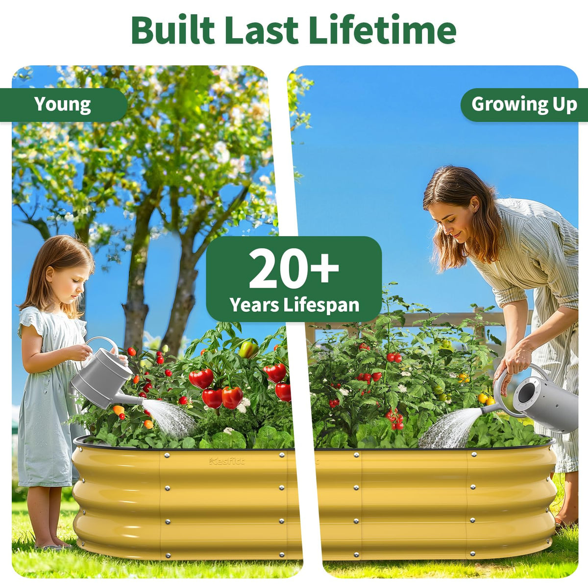 Kesfitt twelve-inch-depth graphic indicates ample soil for shallow vegetables and herbs