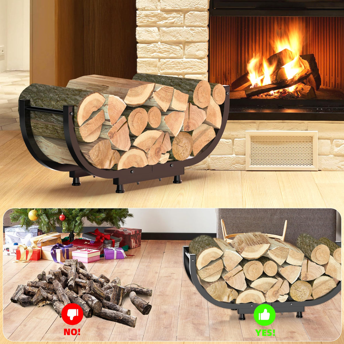 Kesito firewood rack assembly parts with screws and tools included for quick setup