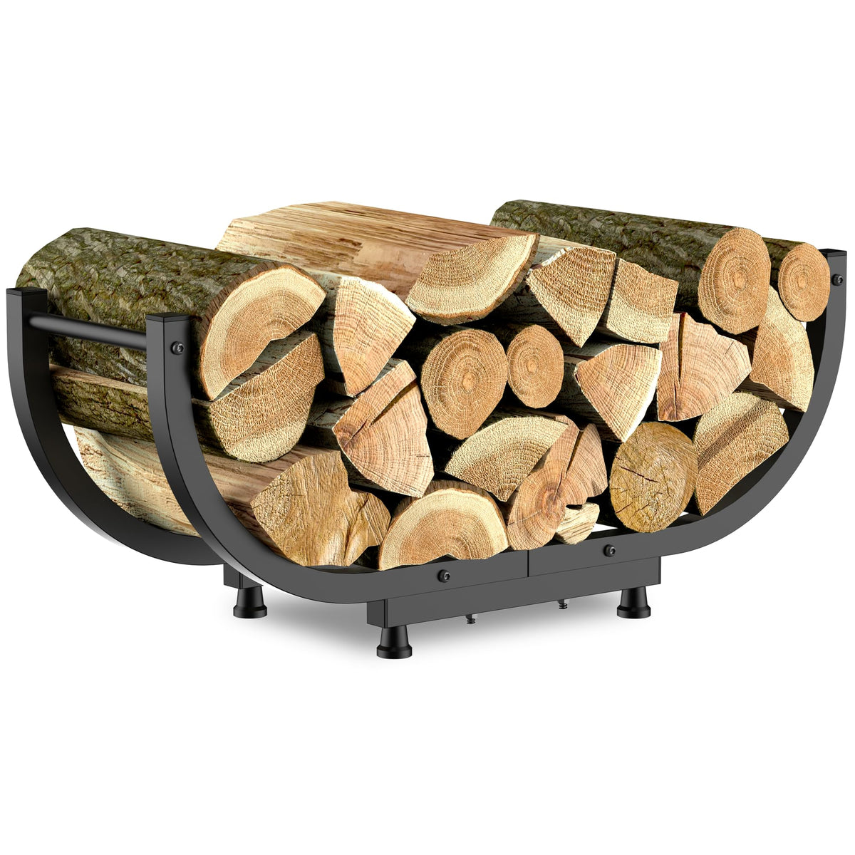 Kesito firewood rack outdoor 29inch demonstrating sturdy metal storage for logs
