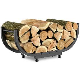 Kesito firewood rack outdoor 29inch demonstrating sturdy metal storage for logs