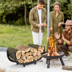 Kesito firewood rack U-shape design supports neat log stacking in small spaces