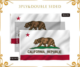 Kesysova California flag 3x5 double-sided design ensures legible artwork from both directions.