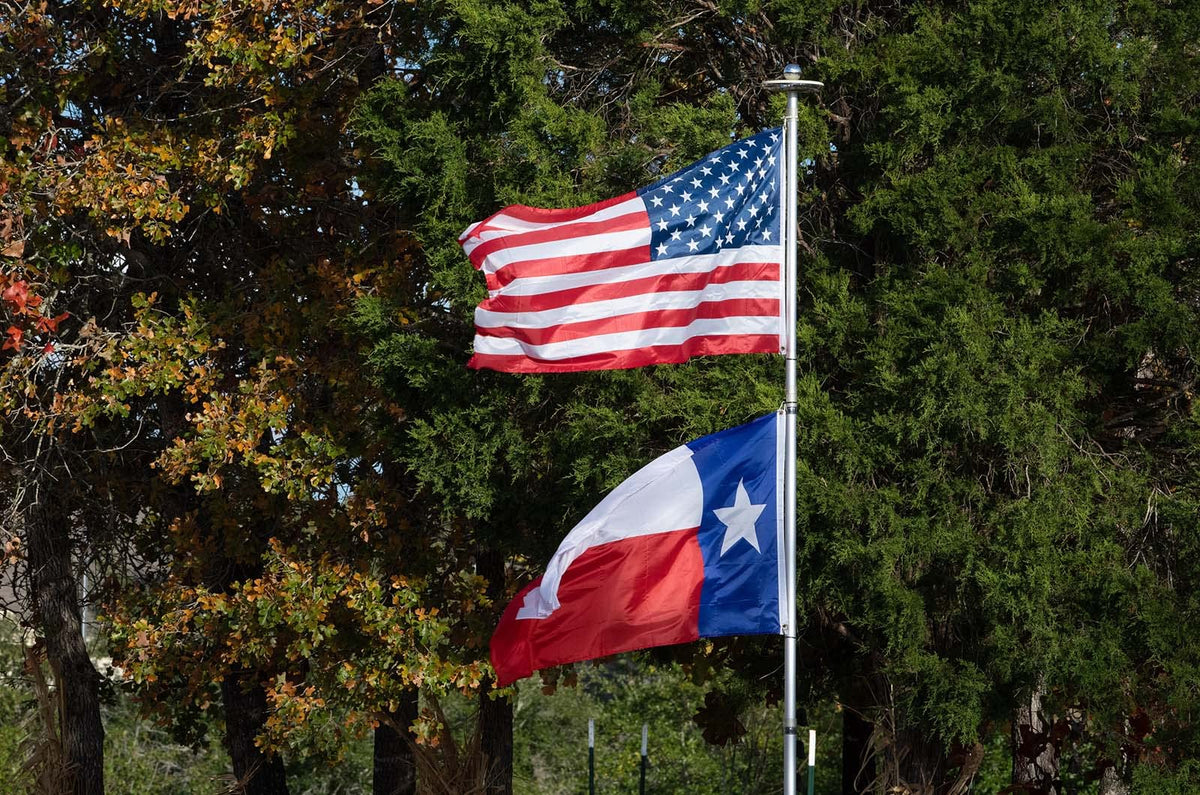 Kesysova Texas flag reinforced fly edge with four rows of stitching