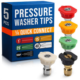 Ketar pressure washer tips set of five featuring a quick-connect foam sprayer for efficient car washing