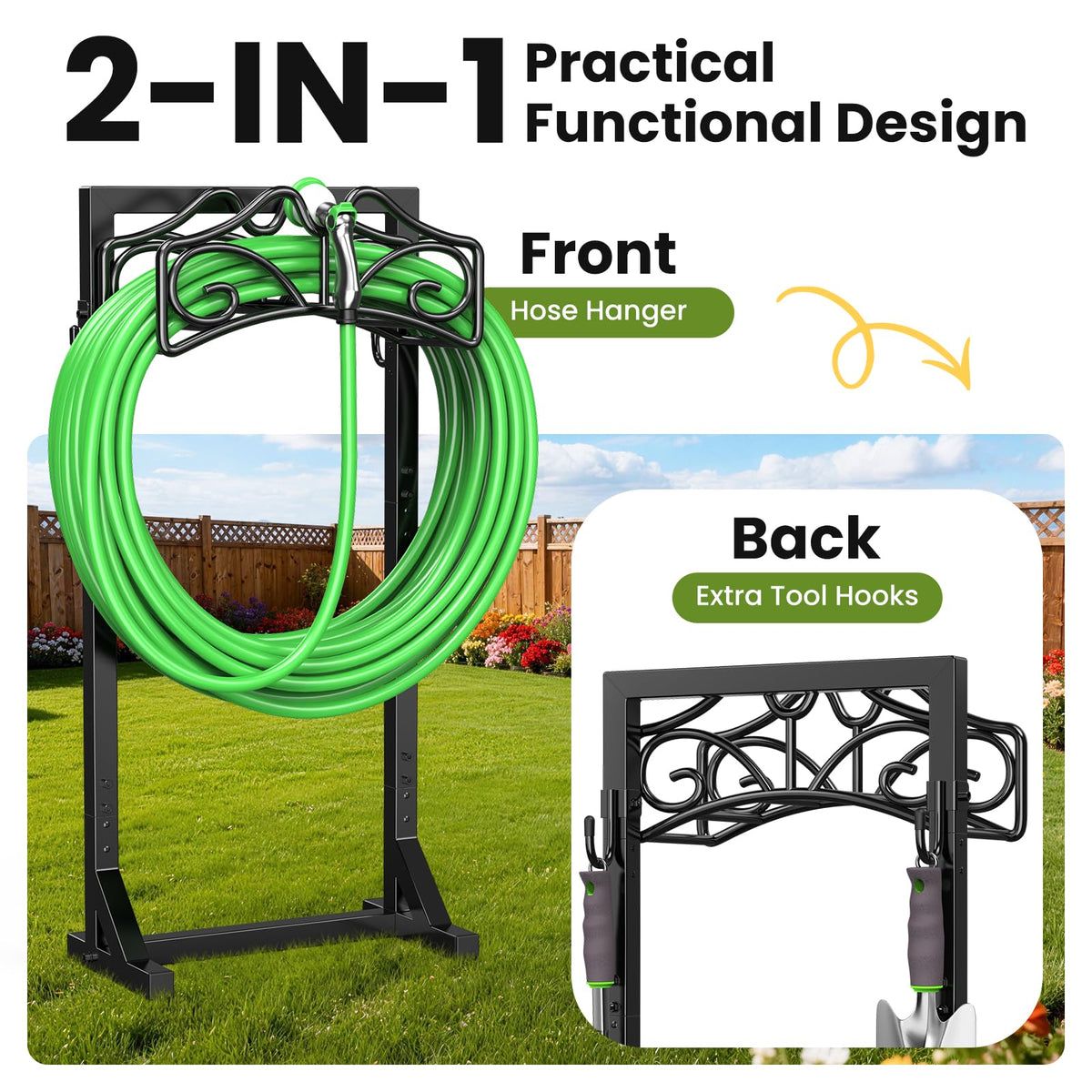 Keten heavy-duty hose reel base offers stable, durable outdoor support.