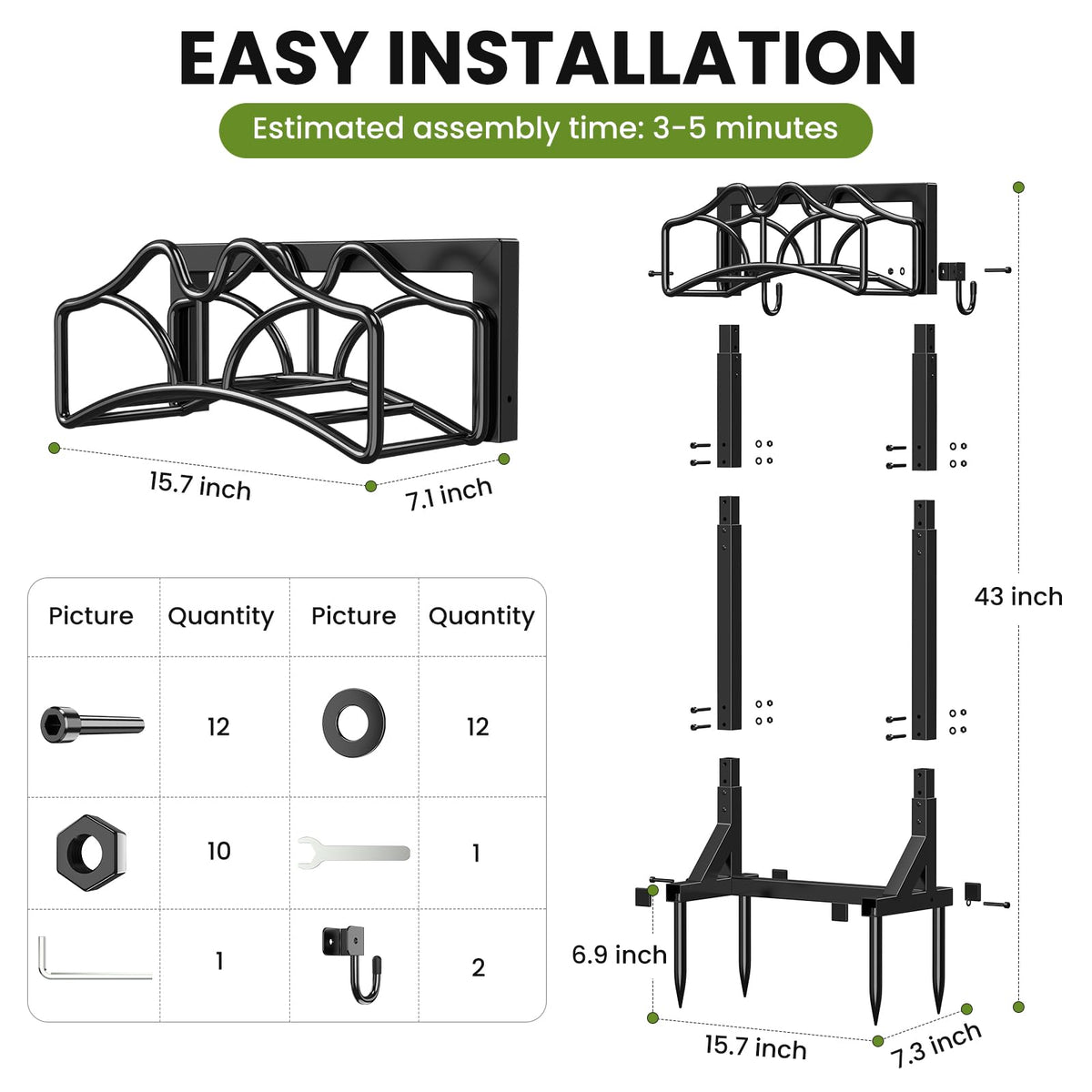 Keten hose holder at an ergonomic height reduces bending for comfortable watering.
