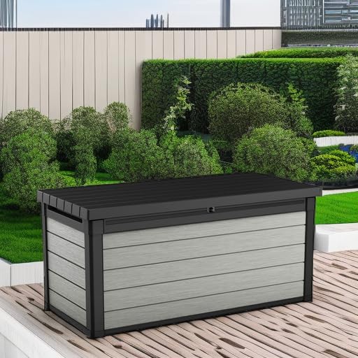 Keter Denali 150-gallon capacity highlights ample room for cushions, toys, and tools.