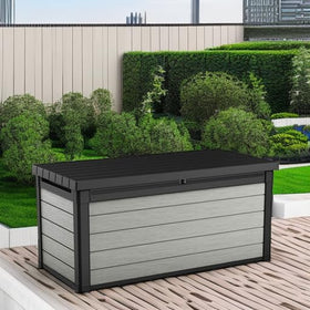 Keter Denali 150-gallon capacity highlights ample room for cushions, toys, and tools.