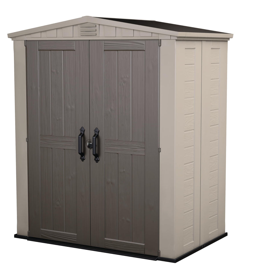 Keter Factor 6x3 shed front view, spacious exterior for yard storage