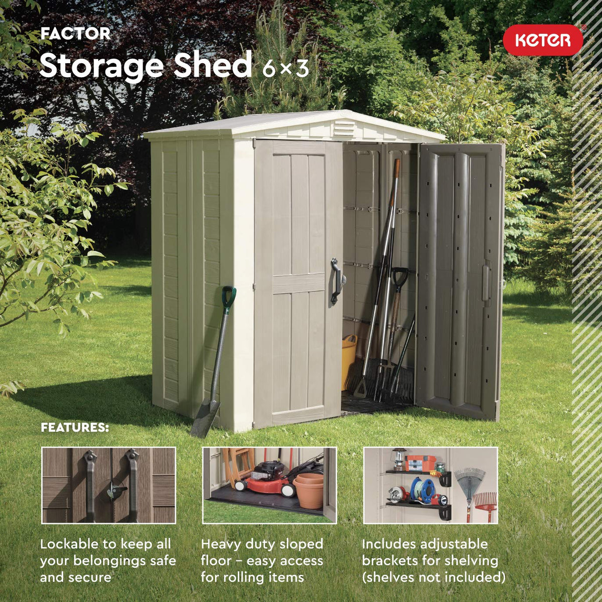 Keter Factor 6x3 shed ventilation, air flow helps reduce moisture