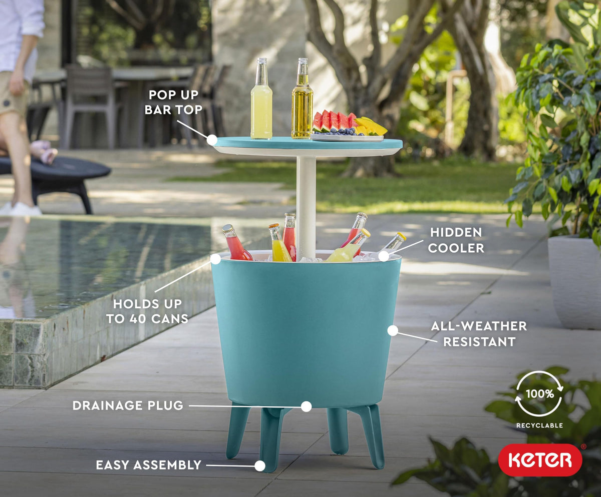 Keter Modern Cool Bar drainage plug for quick cleanup after ice melts