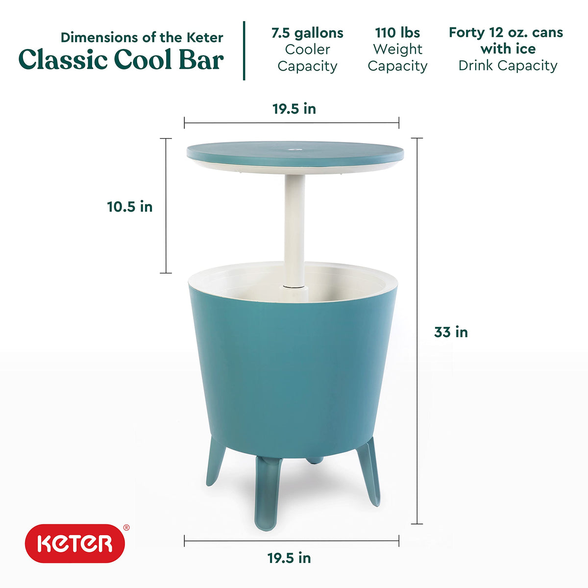 Keter Modern Cool Bar lid lifting to elevated height for drinks and snacks