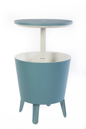 Keter Modern Cool Bar outdoor bar table in teal for socializing by the pool