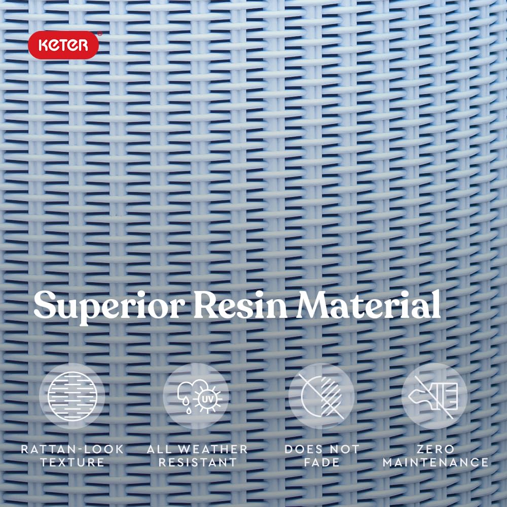 Keter Rattan-Look Design adds stylish, fade-resistant patio decor.