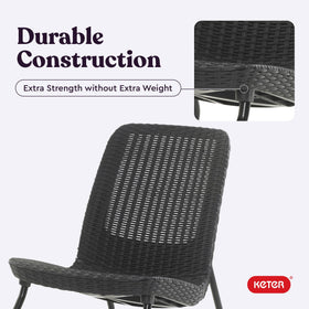 Keter Rio brown molded rattan tone complements any outdoor decor