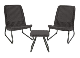 Keter Rio three-piece set on porch offers compact outdoor seating for small spaces