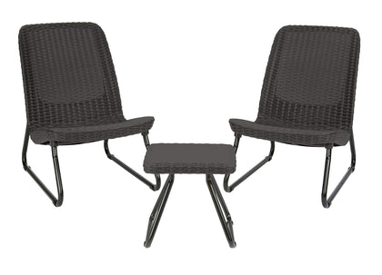 Keter Rio three-piece set on porch offers compact outdoor seating for small spaces